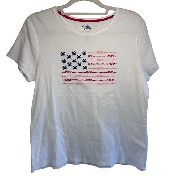 Croft & Barrow nautical American flag Tshirt size medium - Picture 1 of 4